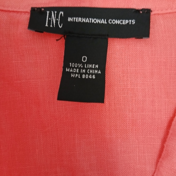 SOLD International Concepts Cargo Pant and Top Set 100% Linen Ombre Salmon/White - Picture 14 of 14